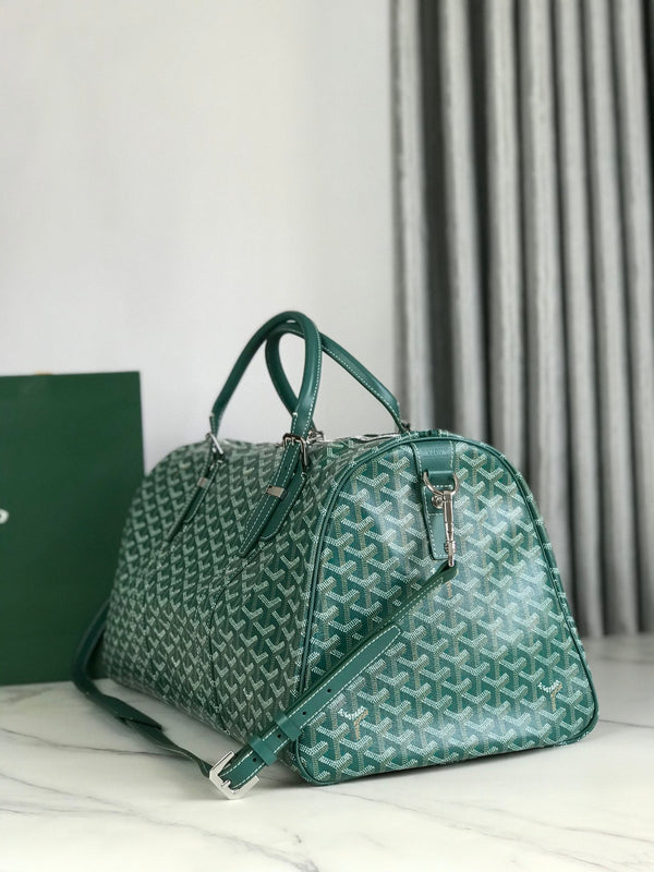 BORSA BOSTON 50 IN TELA GOYARDINE VERDE E RIFINITURE IN PELLE DI VITELLO