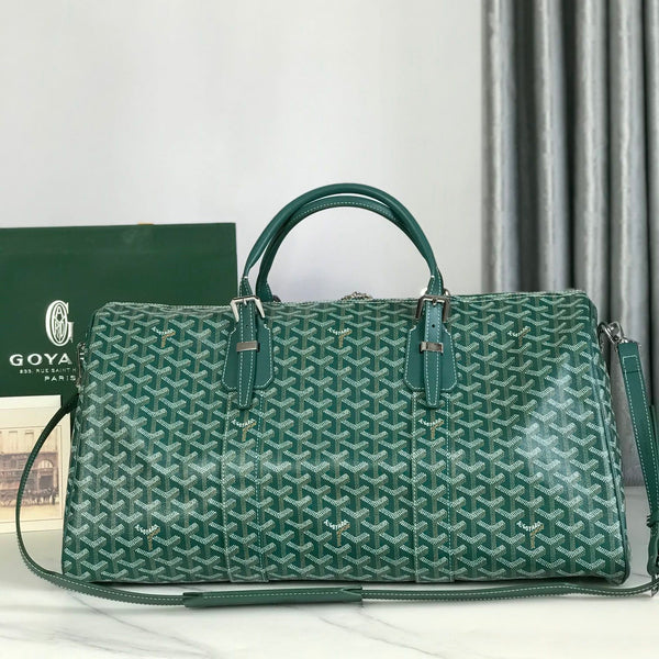 BORSA BOSTON 50 IN TELA GOYARDINE VERDE E RIFINITURE IN PELLE DI VITELLO