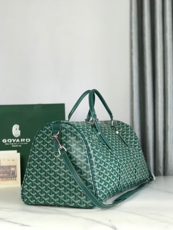 BORSA BOSTON 50 IN TELA GOYARDINE VERDE E RIFINITURE IN PELLE DI VITELLO