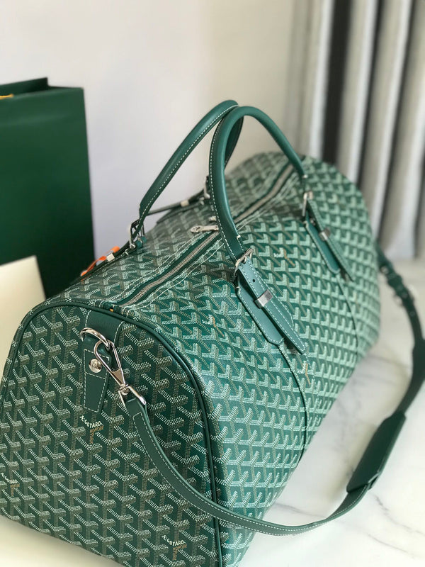 BORSA BOSTON 50 IN TELA GOYARDINE VERDE E RIFINITURE IN PELLE DI VITELLO