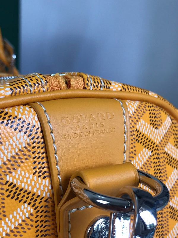 BORSA BOSTON 50 IN TELA GOYARDINE GIALLA E RIFINITURE IN PELLE DI VITELLO