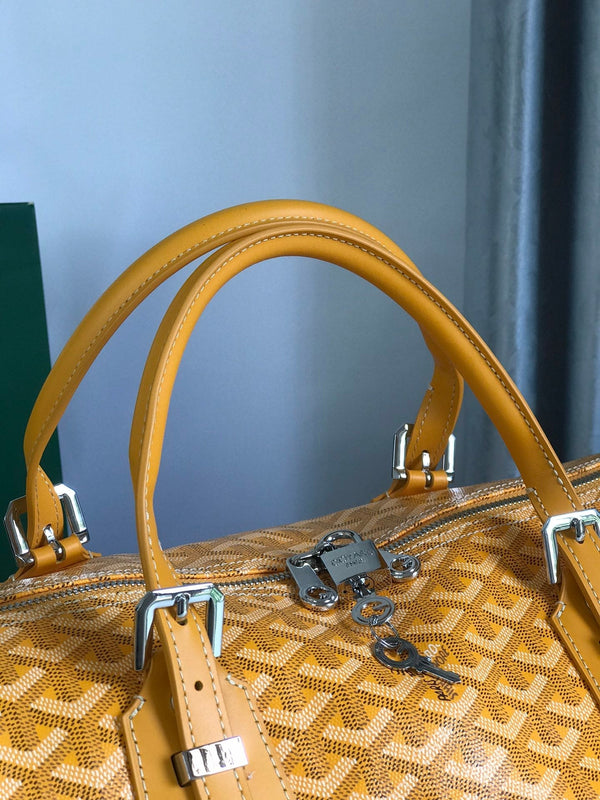 BORSA BOSTON 50 IN TELA GOYARDINE GIALLA E RIFINITURE IN PELLE DI VITELLO