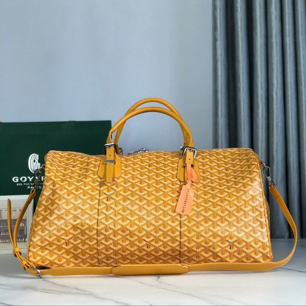 BORSA BOSTON 50 IN TELA GOYARDINE GIALLA E RIFINITURE IN PELLE DI VITELLO