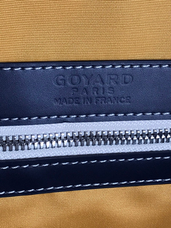 BORSA BOSTON 50 IN TELA GOYARDINE BLU NAVY E RIFINITURE IN PELLE DI VITELLO
