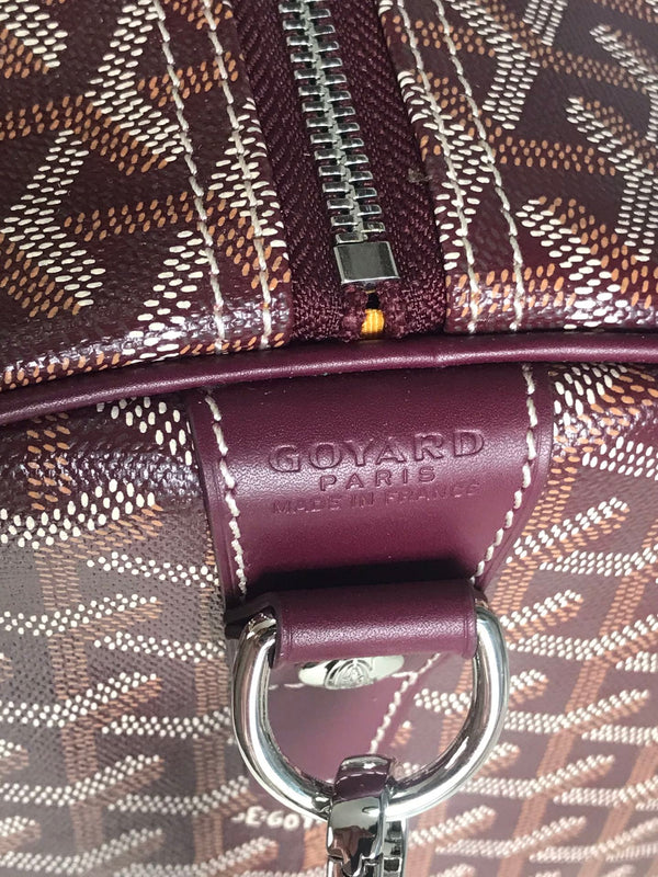 BORSA BOSTON 50 IN TELA GOYARDINE ROSSO VINO E RIFINITURE IN PELLE DI VITELLO
