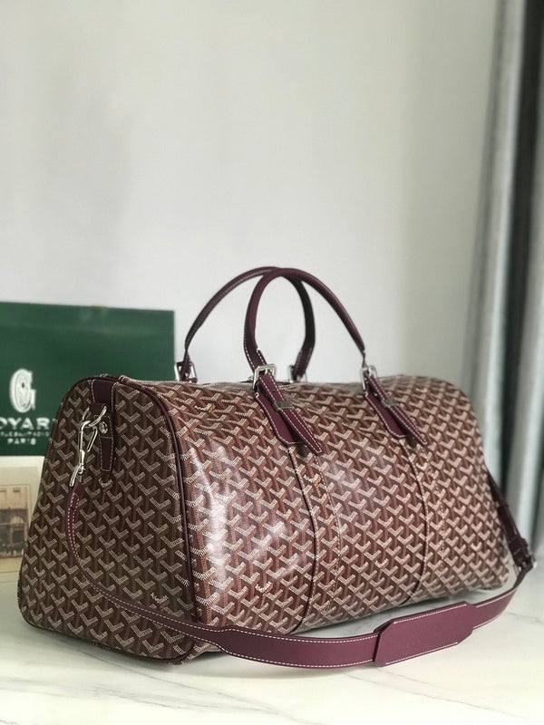 BORSA BOSTON 50 IN TELA GOYARDINE ROSSO VINO E RIFINITURE IN PELLE DI VITELLO