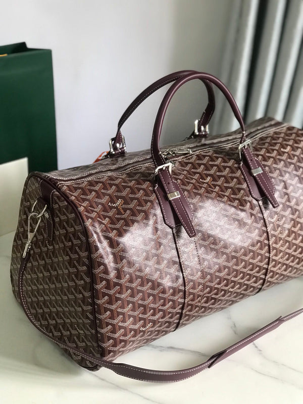 BORSA BOSTON 50 IN TELA GOYARDINE ROSSO VINO E RIFINITURE IN PELLE DI VITELLO