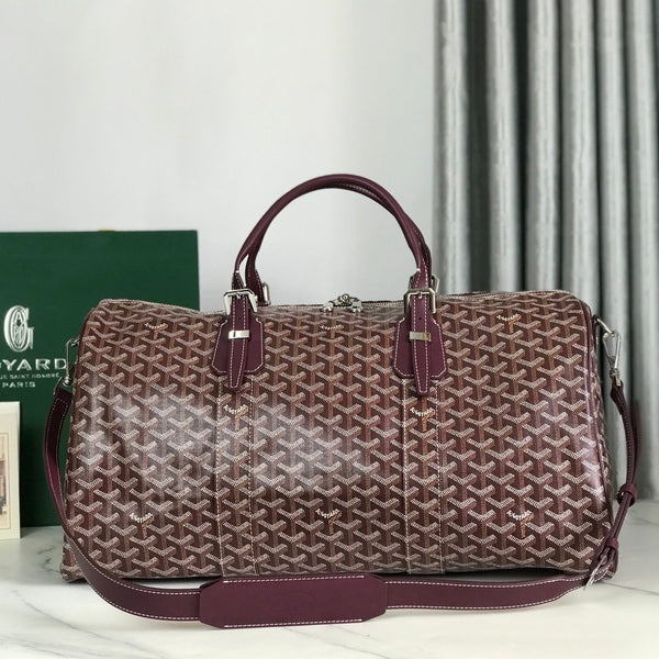 BORSA BOSTON 50 IN TELA GOYARDINE ROSSO VINO E RIFINITURE IN PELLE DI VITELLO