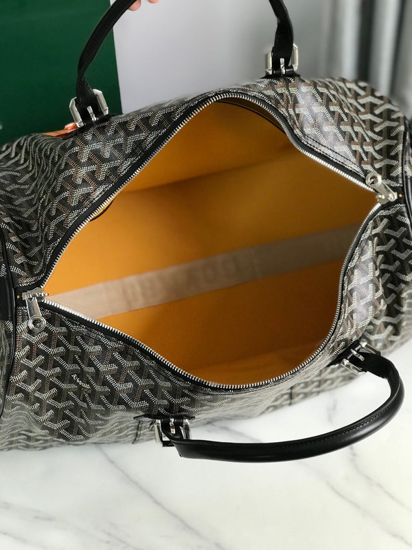 BORSA BOSTON 50 IN TELA GOYARDINE NERA E RIFINITURE IN PELLE DI VITELLO