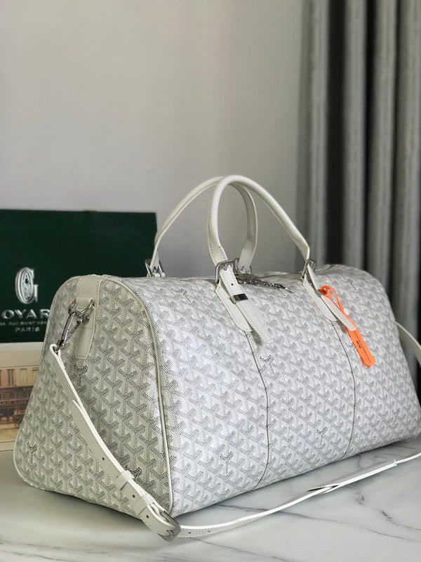 BORSA BOSTON 50 IN TELA GOYARDINE BIANCA E RIFINITURE IN PELLE DI VITELLO