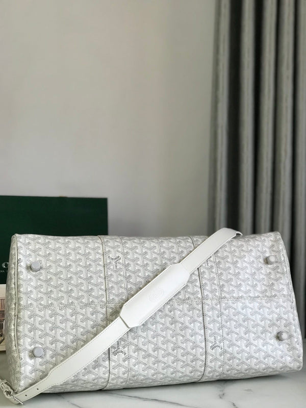 BORSA BOSTON 50 IN TELA GOYARDINE BIANCA E RIFINITURE IN PELLE DI VITELLO