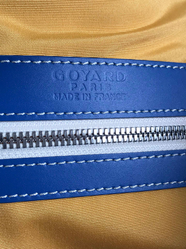 BORSA BOSTON 50 IN TELA GOYARDINE BLU ZAFFIRO E FINITURE IN PELLE DI VITELLO