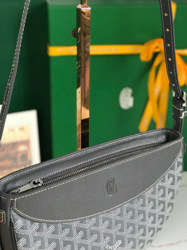 BORSA HIRONDELLE 25 IN AGNELLO GRIGIO E TELA GOYARDINE