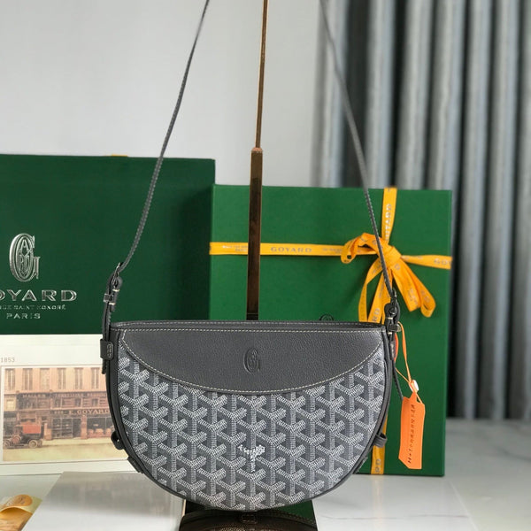BORSA HIRONDELLE 25 IN AGNELLO GRIGIO E TELA GOYARDINE