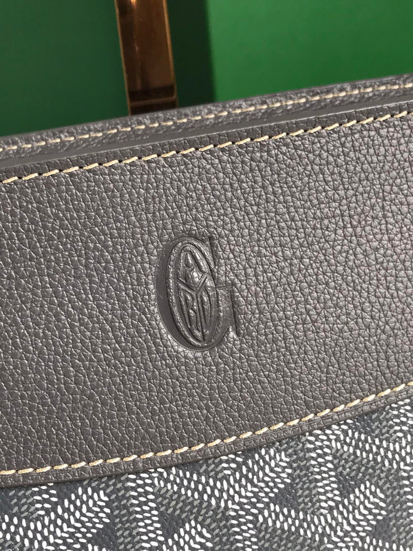 BORSA HIRONDELLE 25 IN AGNELLO GRIGIO E TELA GOYARDINE