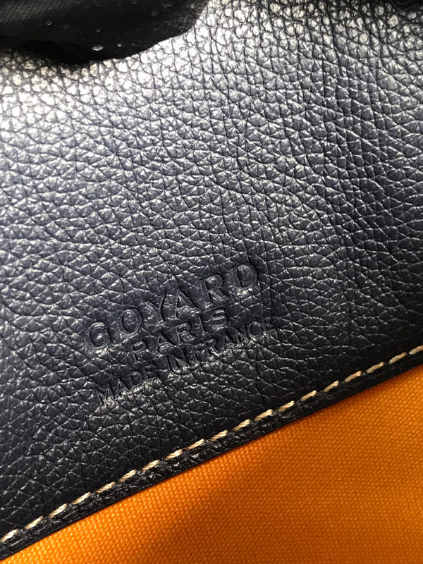 BORSA HIRONDELLE 25 IN AGNELLO BLU NAVY E TELA GOYARDINE