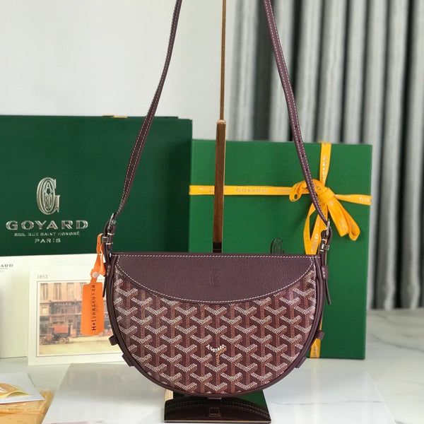 BORSA HIRONDELLE 25 IN PELLE DI AGNELLO ROSSO VINO E TELA GOYARDINE