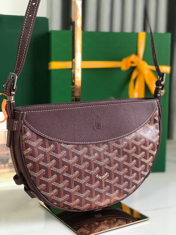 BORSA HIRONDELLE 25 IN PELLE DI AGNELLO ROSSO VINO E TELA GOYARDINE