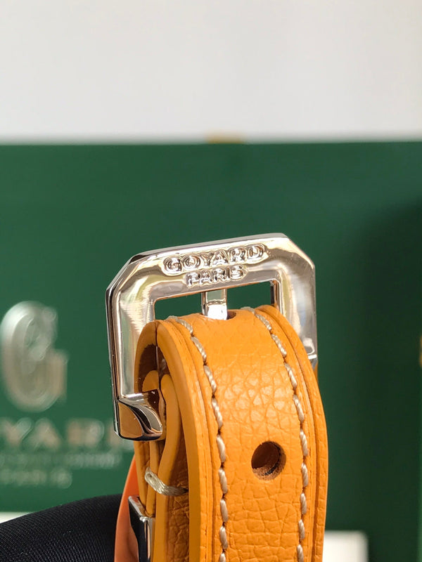 BORSA HIRONDELLE 25 IN PELLE DI AGNELLO GIALLA E TELA GOYARDINE