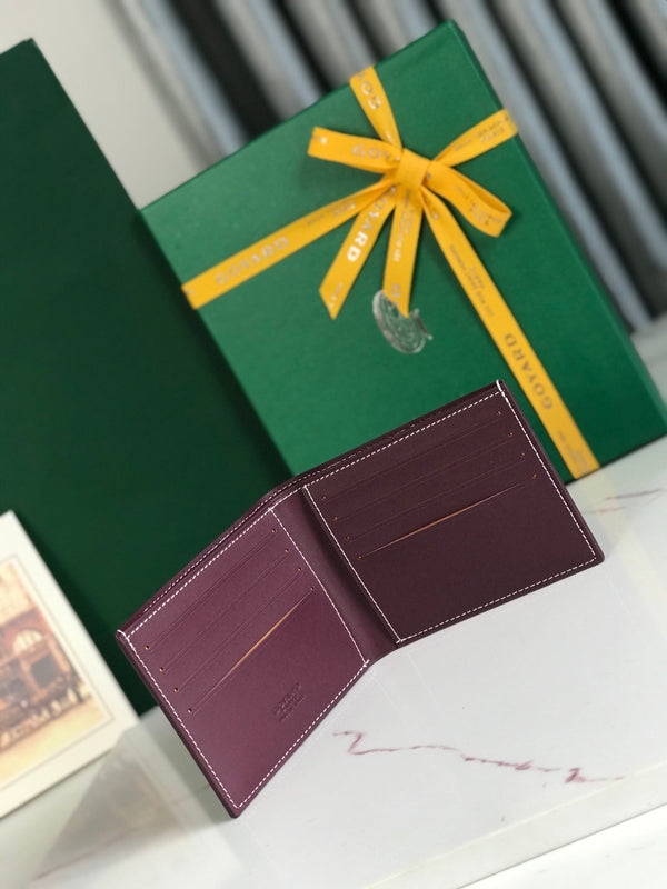 Portafoglio Goyard Victoire 11 cm Tela bordeaux e pelle di vitello