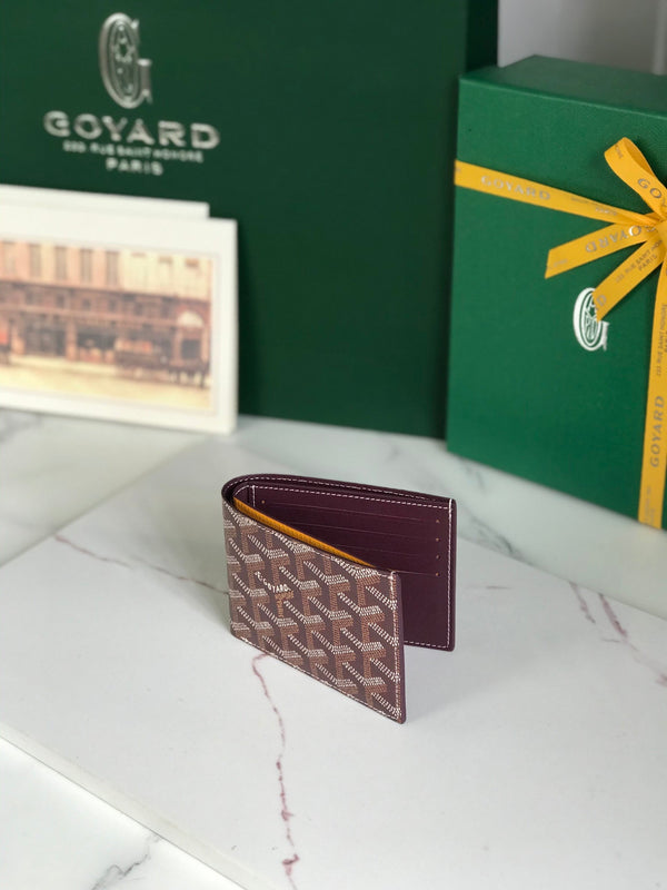 Portafoglio Goyard Victoire 11 cm Tela bordeaux e pelle di vitello