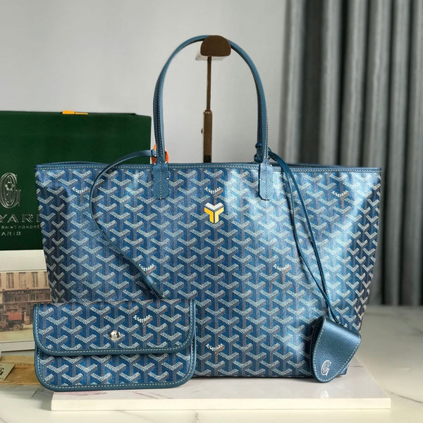 SAINT LOUIS PM 34 IN TELA GOYARDINE BLU NAVY E PELLE DI VITELLO