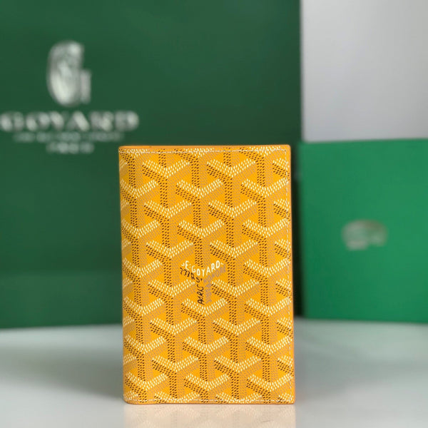Goyard Grenelle Passport Cover 10cm Yellow Canvas & Cafskin