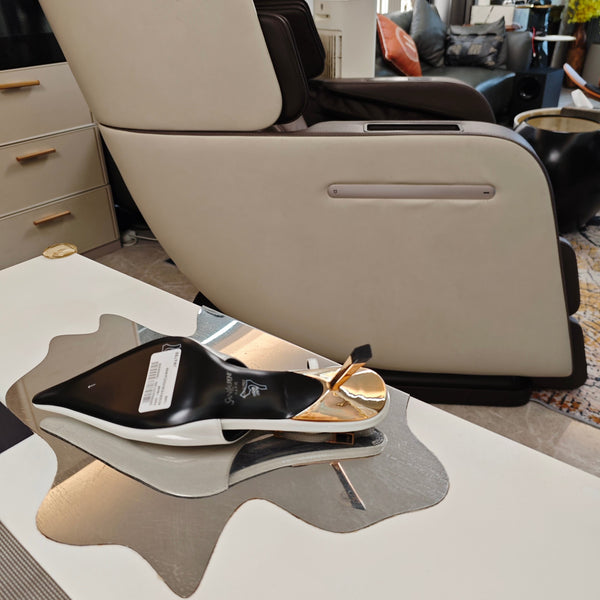 YSL Babylone Slingback 5.5cm White Glossy Leather