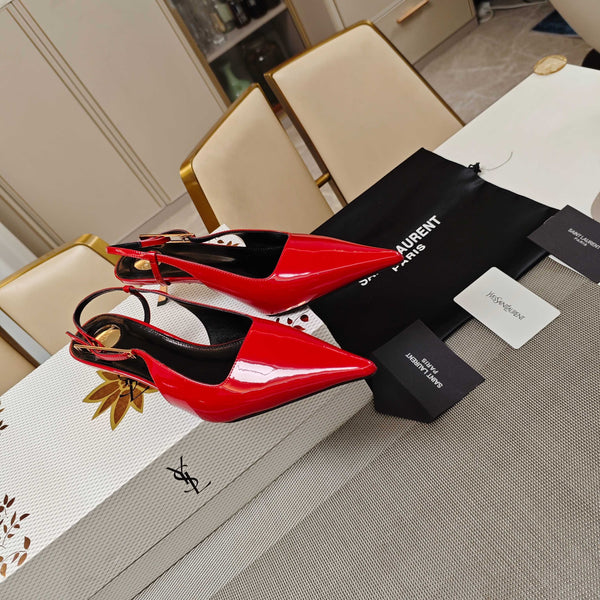 YSL Babylone Slingback 5.5cm Red Glossy Leather