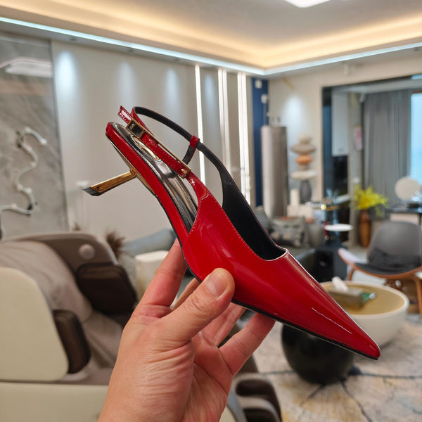 YSL Babylone Slingback 5.5cm Red Glossy Leather