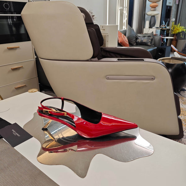 YSL Babylone Slingback 5.5cm Red Glossy Leather