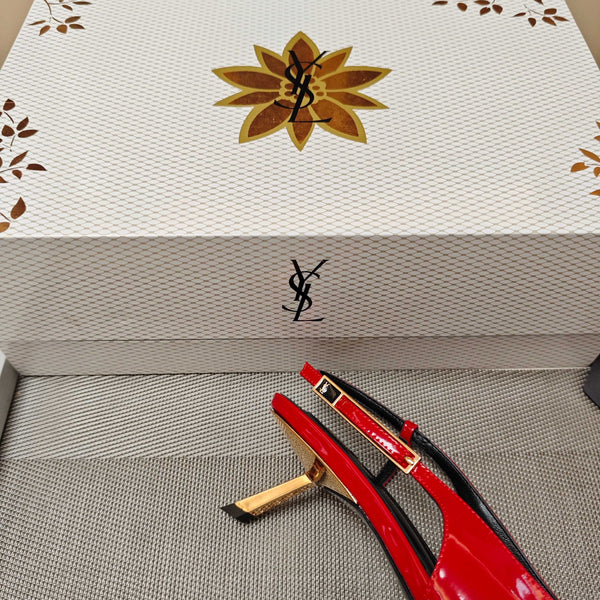 YSL Babylone Slingback 5.5cm Red Glossy Leather