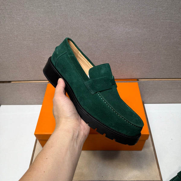 Mocassino da uomo HM 25 Klement in pelle scamosciata verde tenue 701602