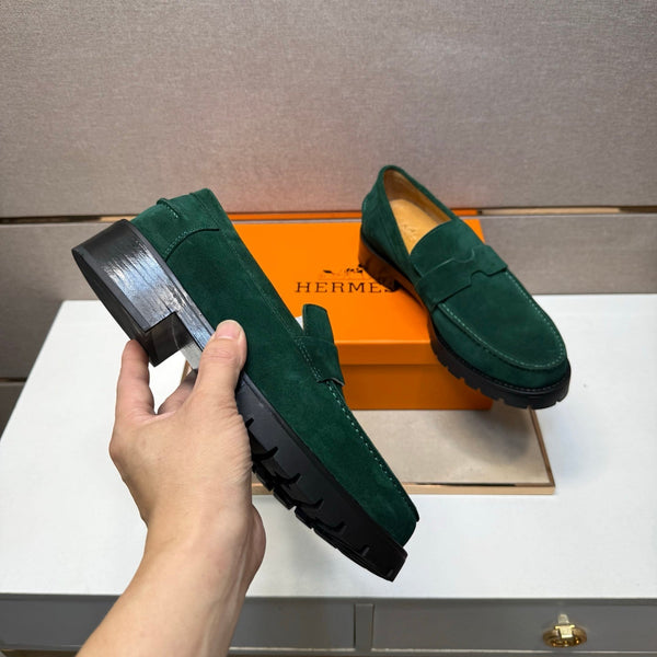 Mocassino da uomo HM 25 Klement in pelle scamosciata verde tenue 701602