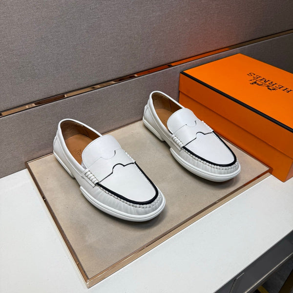 Mocassino da uomo HM 25 in pelle di vacchetta bianca 717695