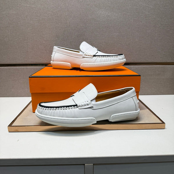 Mocassino da uomo HM 25 in pelle di vacchetta bianca 717695