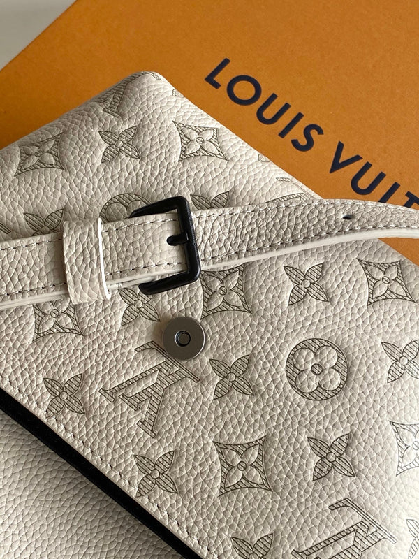 LV Pulse Messenger 26.6cm Sand Color Monogram Shadow embossed calfskin