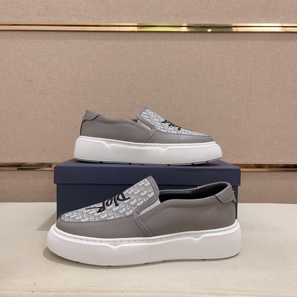 CD B23 SLIP ON GRAY CALFSKIN AND JACQUARD