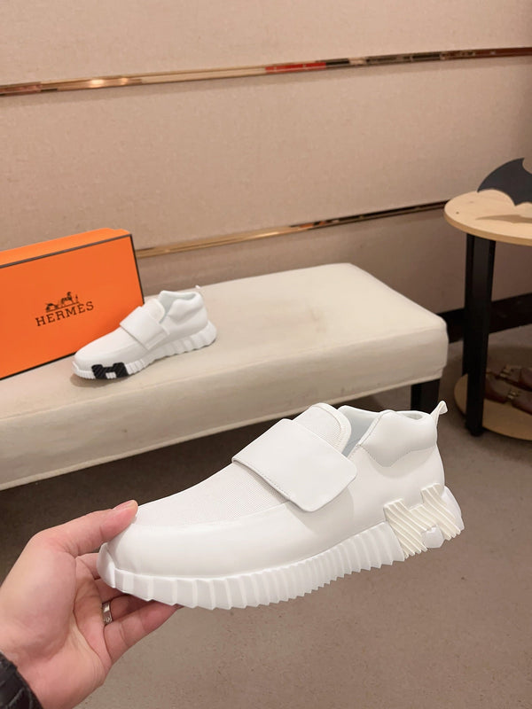 SNEAKER HM H IN TELA BIANCA E PELLE DI VITELLO