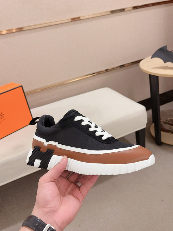 HM BOUNCING SNEAKER BLACK AND BROWN CALFSKIN