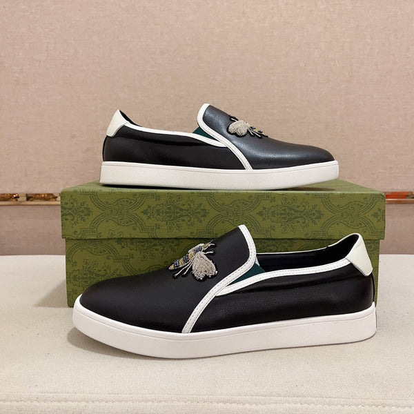GG Men's Slip on Bee Black Cowhide 533939