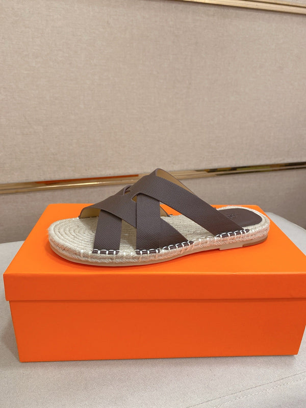 HM Men's Kazimir Sandal Dark Brown Espadrilles Cowhide 700887