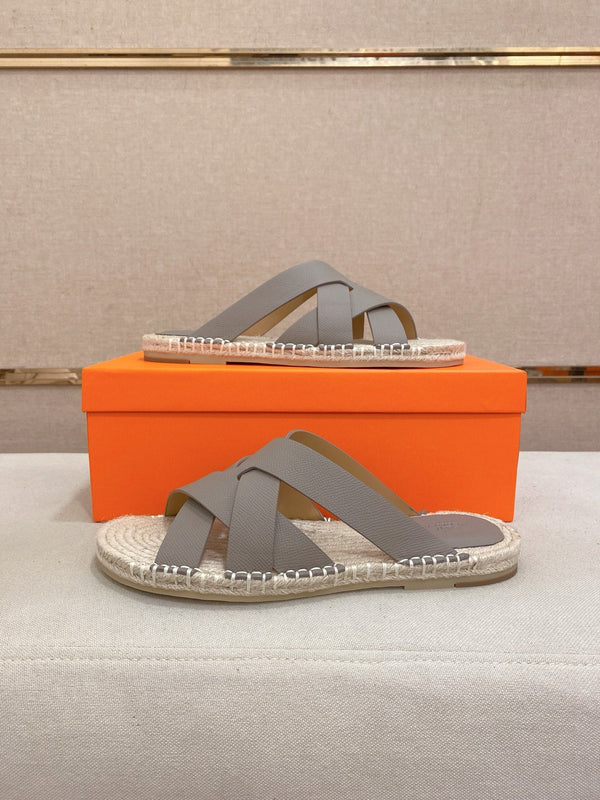 HM Men's Kazimir Sandal Grey Espadrilles Cowhide 700891