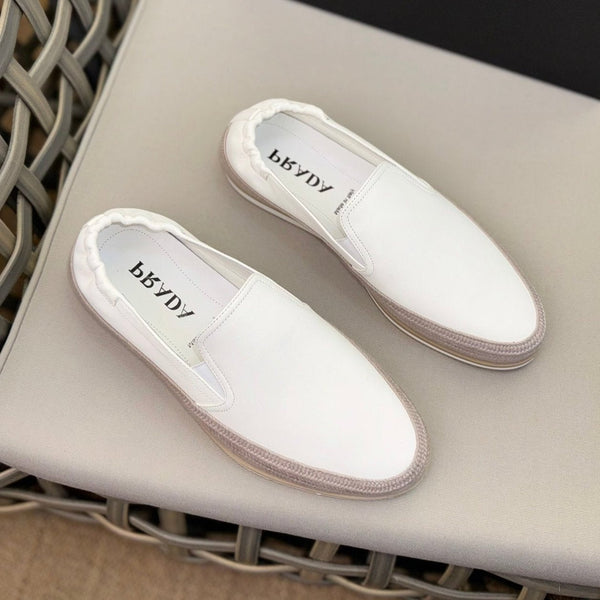 PRA LOAFER IN EGG NOG WHITE SUEDE