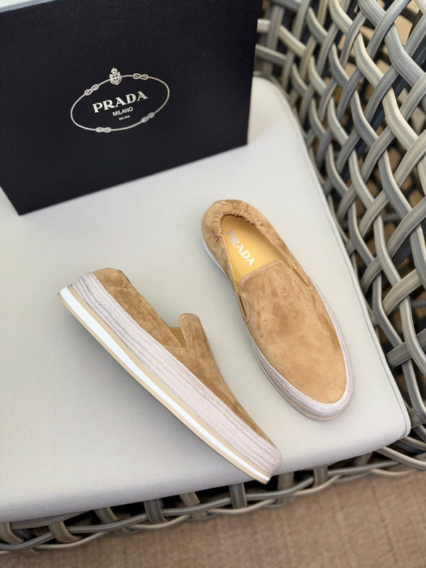 PRA LOAFER IN EGG NOG BEIGE SUEDE
