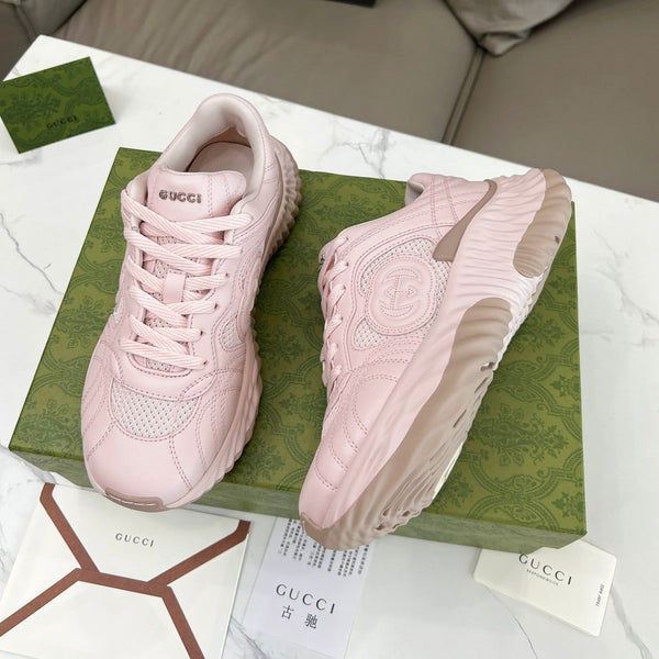 GG RIPPLE TRAINER IN PELLE DI AGNELLO ROSA PASTELLO CHIARO