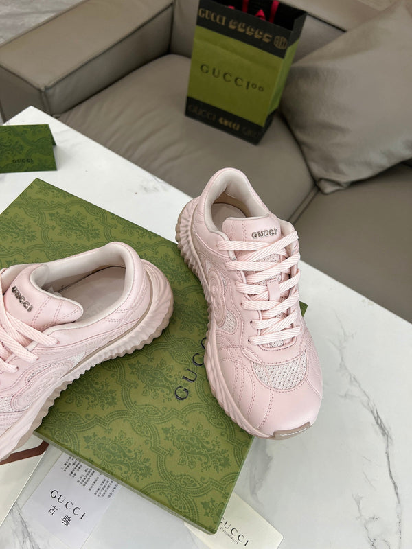 GG RIPPLE TRAINER IN PELLE DI AGNELLO ROSA PASTELLO CHIARO