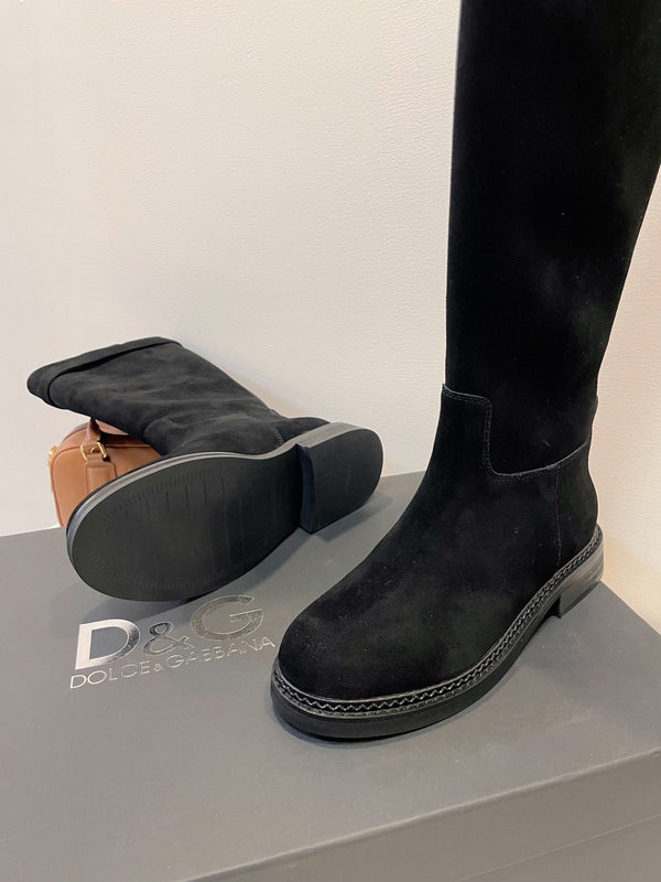 DC 24 Knee-High Boots Black Suede & Nubuck 999236