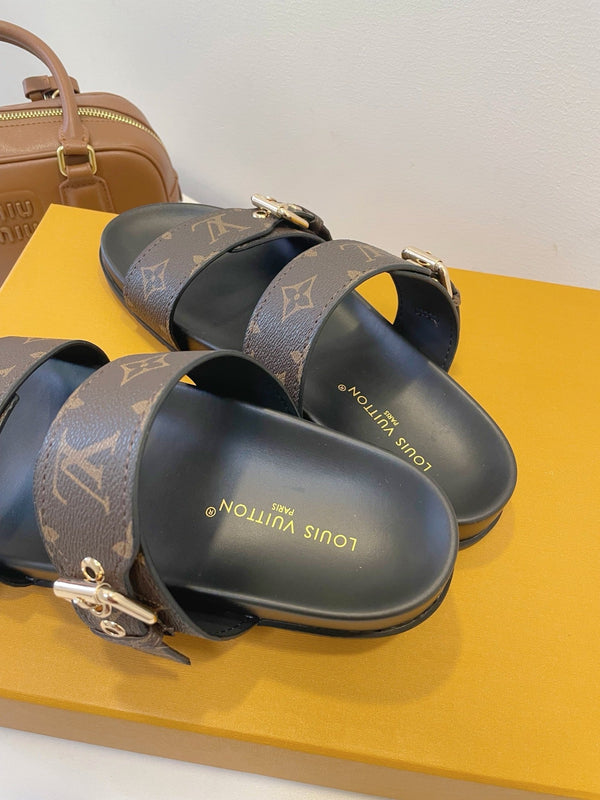 Bom Dia Flat Comfort Mule Brown Monogram canvas 241332