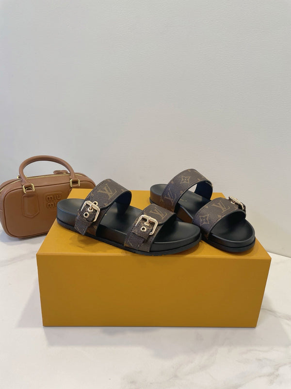 Bom Dia Flat Comfort Mule Brown Monogram canvas 241332